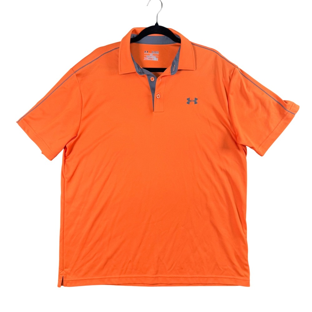 Under Armour Mens Orange‎ Golf Polo Moisture Wicking Quick Dry Stretch XL